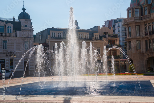 Beautiful showy fountain at sunny day in Batumi