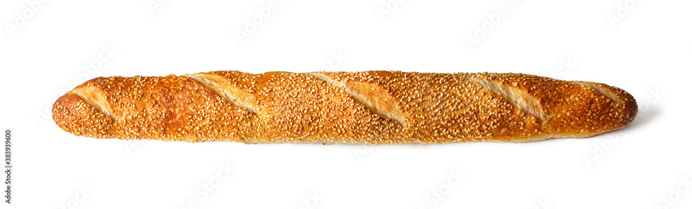 French baguette with Golden crust, sprinkled with sesame seeds French baguette with Golden crust, sprinkled with sesame seeds