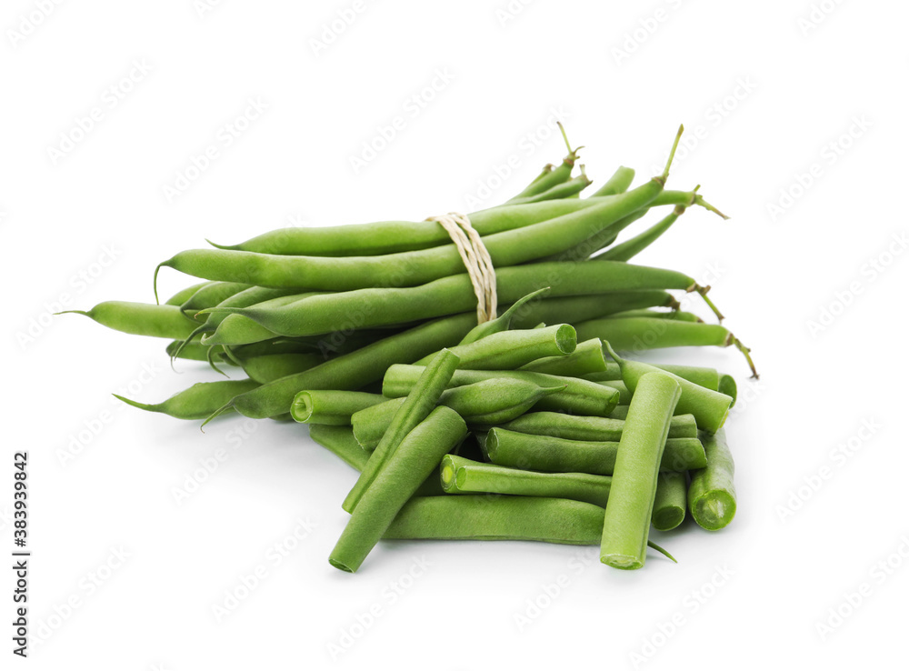 Delicious fresh green beans on white background Delicious fresh green beans on white background