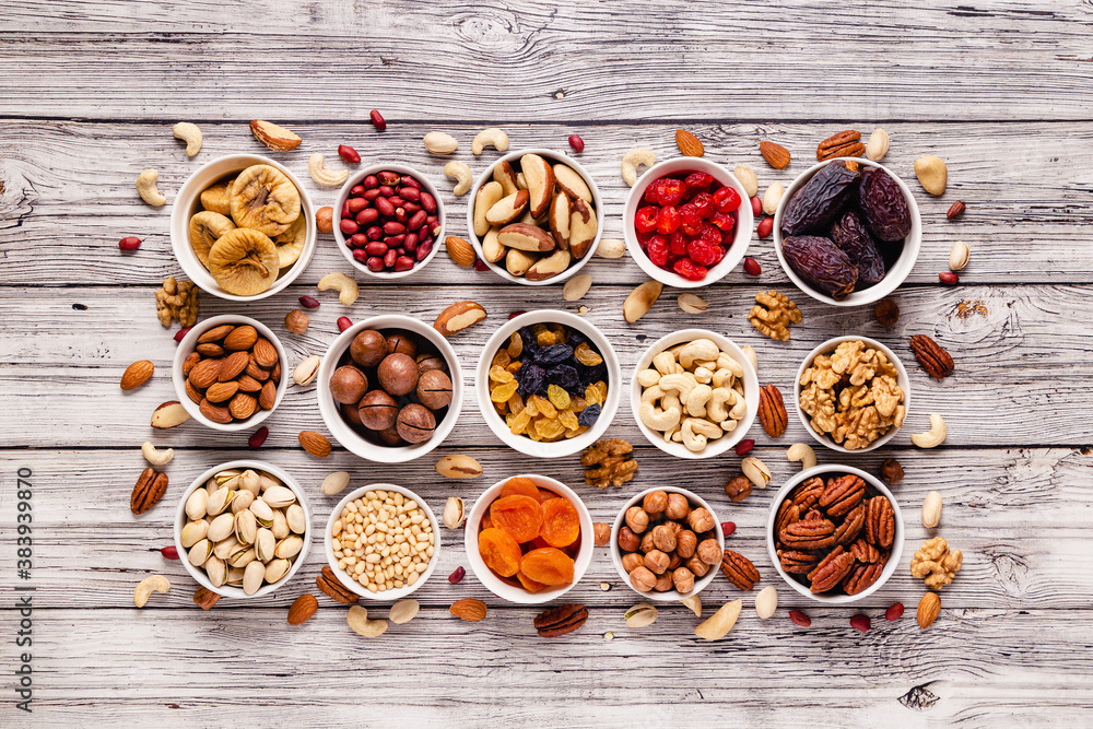 Nuts and dried fruits assortment. Nuts and dried fruits assortment.
