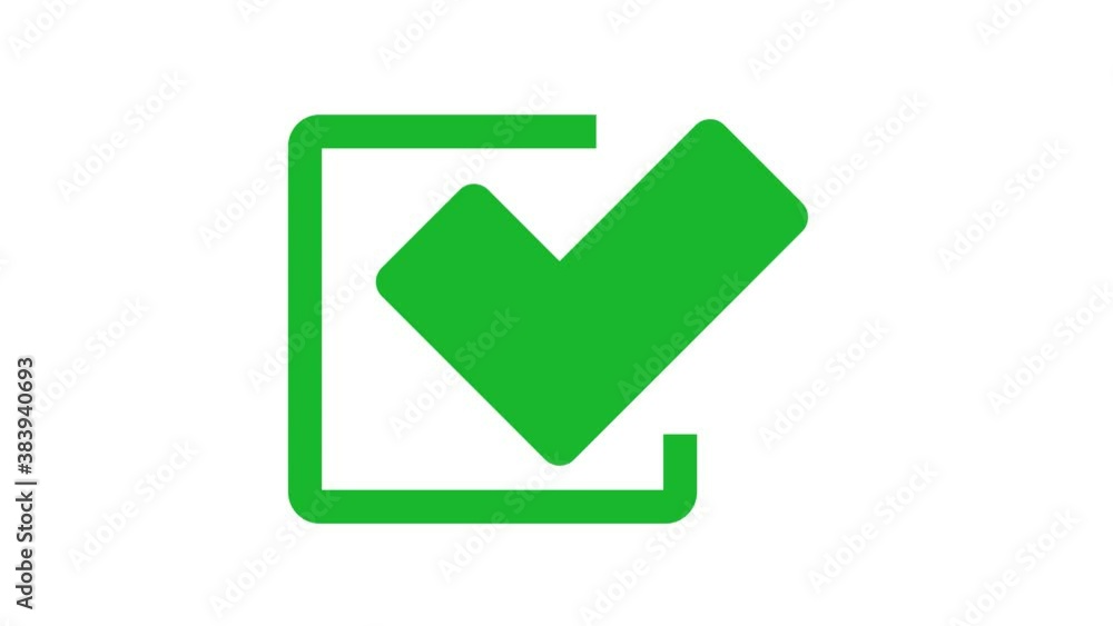 animation of checkmark icon. Check, tick; yes; vote video footage, 4K animation of checkmark icon. Check, tick; yes; vote video footage, 4K