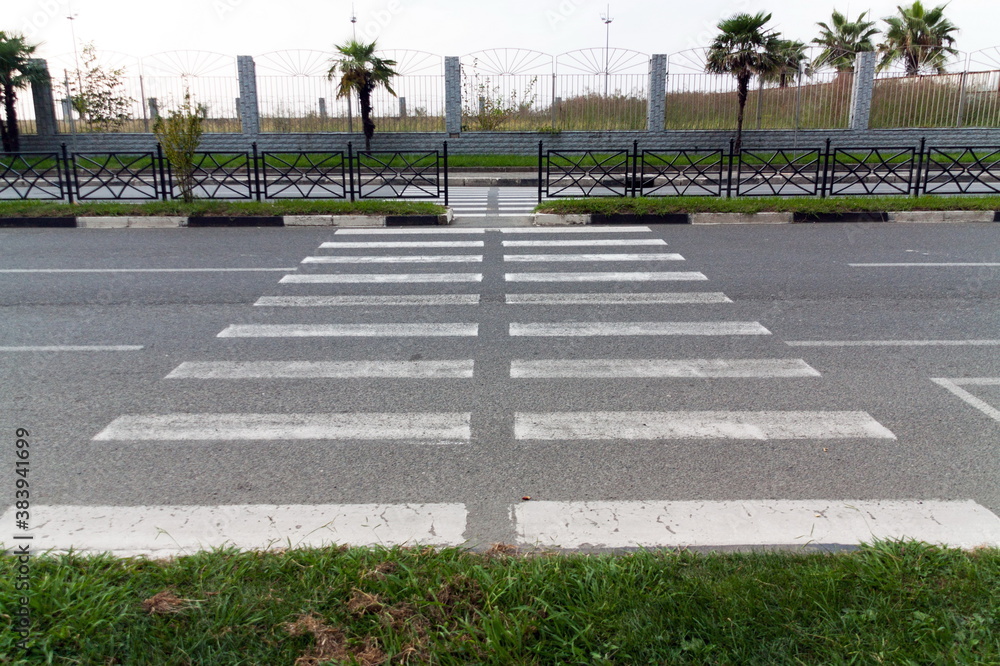 Fototapeta premium Pedestrian path walk painted on road
