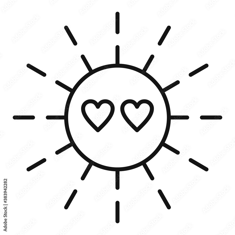 Sun love affection icon. Outline sun love affection vector icon for web design isolated on white background Sun love affection icon. Outline sun love affection vector icon for web design isolated on white background