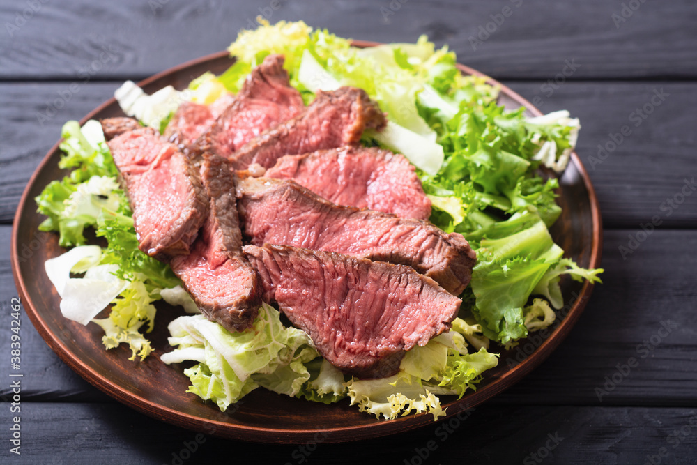 Salad with grilled beef medium roast Salad with grilled beef medium roast