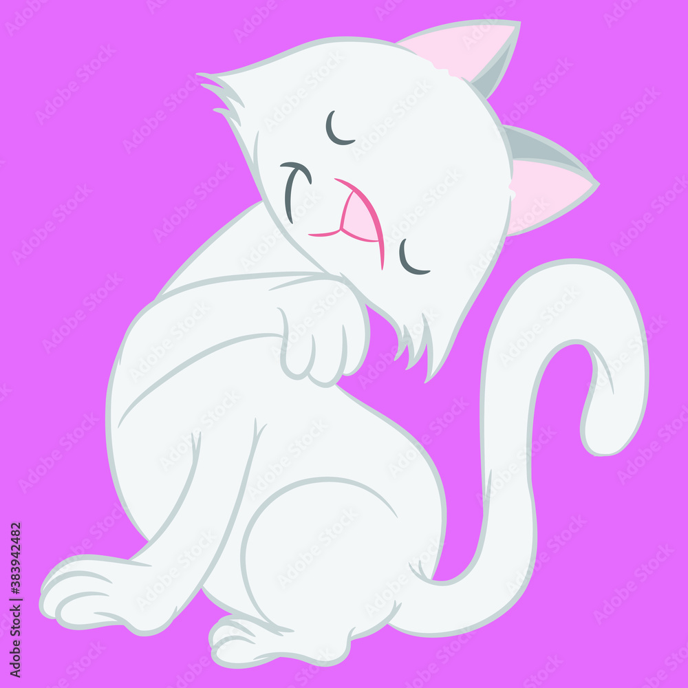 Fototapeta premium Vector hand drawn cute cat's. Isolated illustration on pink background 