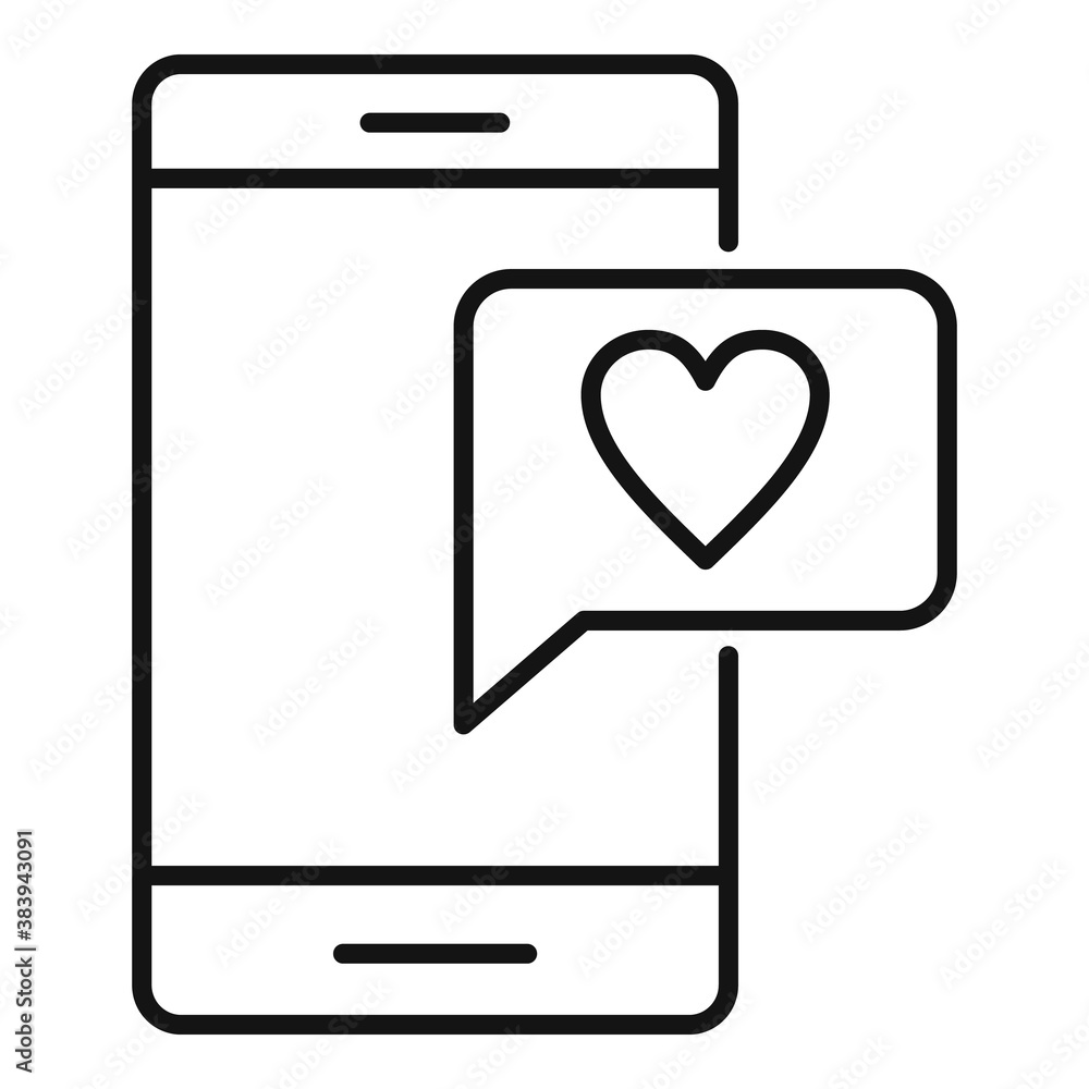 Love sms icon. Outline love sms vector icon for web design isolated on white background Love sms icon. Outline love sms vector icon for web design isolated on white background