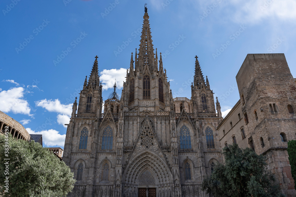 Barcelona Cathedral of Holy Cross and Saint Eulalia in Gothic quarter.