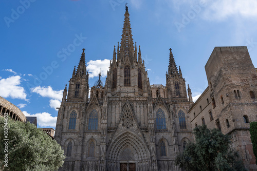 Barcelona Cathedral of Holy Cross and Saint Eulalia in Gothic quarter.