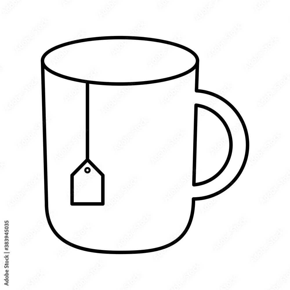 tea infusion bag in mug line style icon vector design