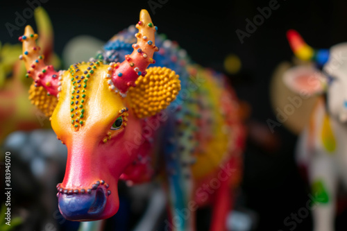 Colorful cow figurine