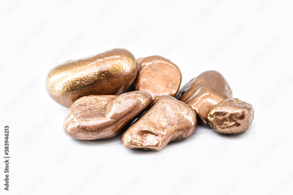 Sample of native copper isolated on White background, ore for industrial use