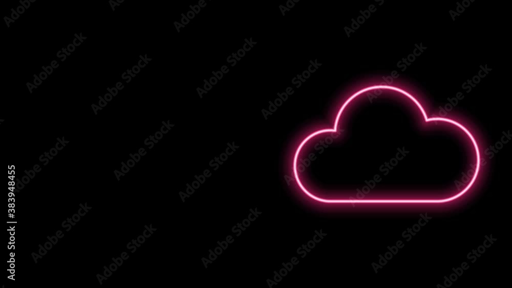 Glowing neon line Cloud icon isolated on black background. 4K Video motion graphic animation Glowing neon line Cloud icon isolated on black background. 4K Video motion graphic animation
