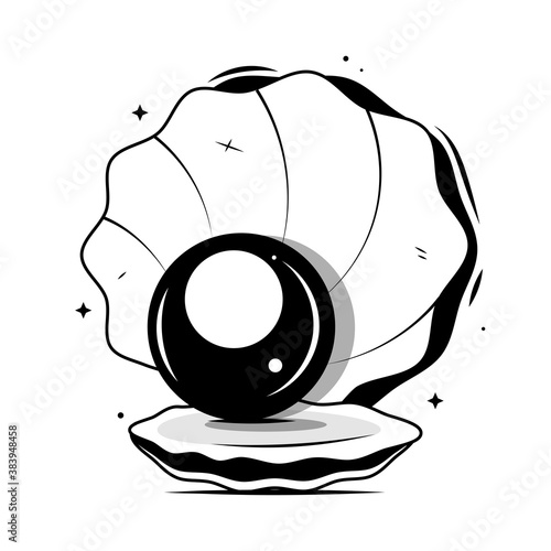 Pearl Logo Design Template pearl in a shell white background