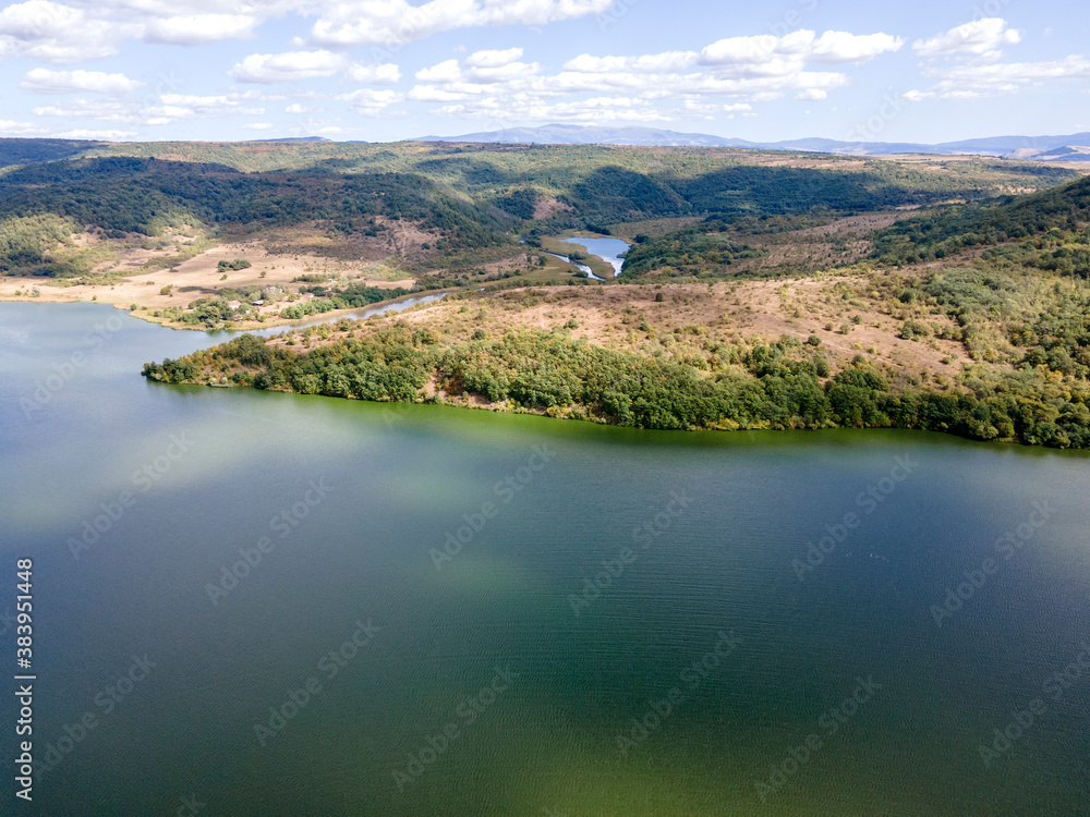 Aerial view of Pchelina Reservoir, Bulgaria Aerial view of Pchelina Reservoir, Bulgaria