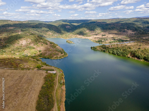 Aerial view of Pchelina Reservoir, Bulgaria