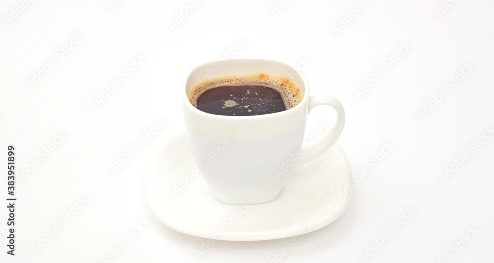 cup of coffee on white background isolate, copy space