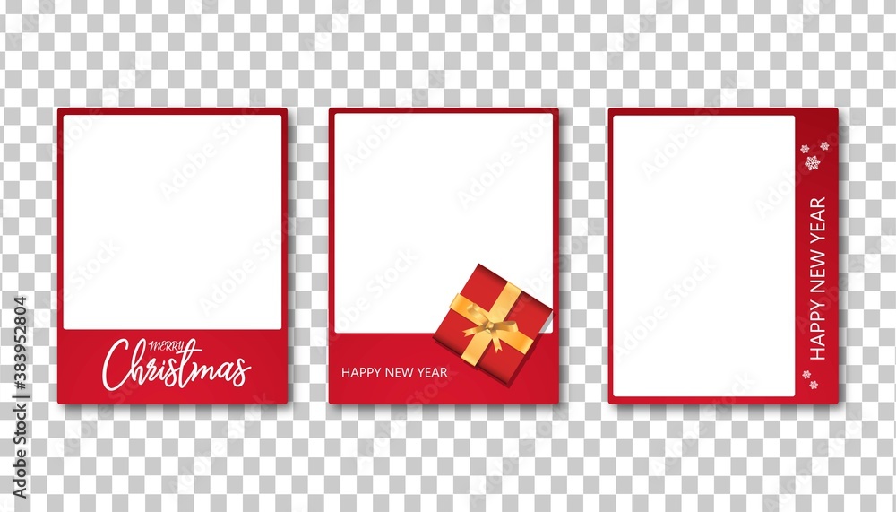 Editable frame Polaroid photop Christmas theme with red colour ...
