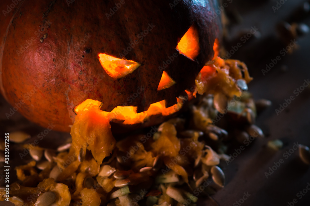 halloween pumpkin ripped its insides out of itself halloween pumpkin ripped its insides out of itself