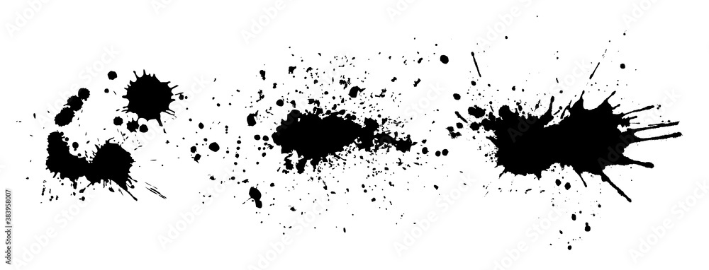 Fototapeta premium Set of Grunge Design Elements. Black blots. Brush Strokes. Vector illustration