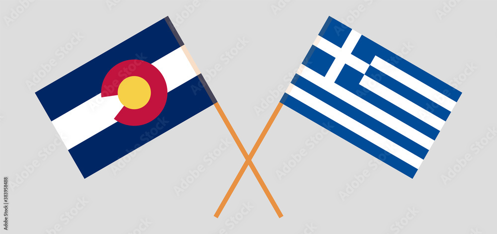 Crossed flags of The State of Colorado and Greece Crossed flags of The State of Colorado and Greece