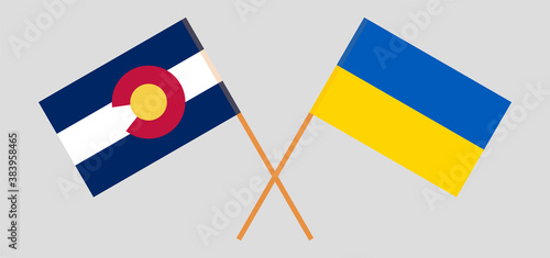 Crossed flags of The State of Colorado and the Ukraine