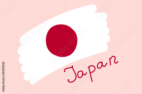 National flag of Japan, red circle on a white background. Simple stylized freehand flag, vector