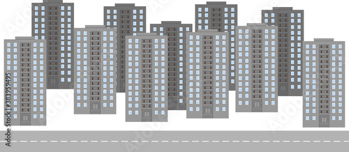Cityscape of monotonous multi-apartment multi-storey residential buildings