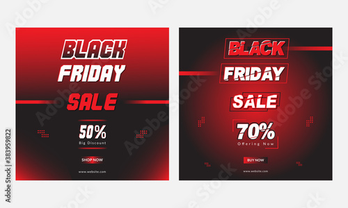 Black Friday social media ads banner. Sale banner square size for marketing