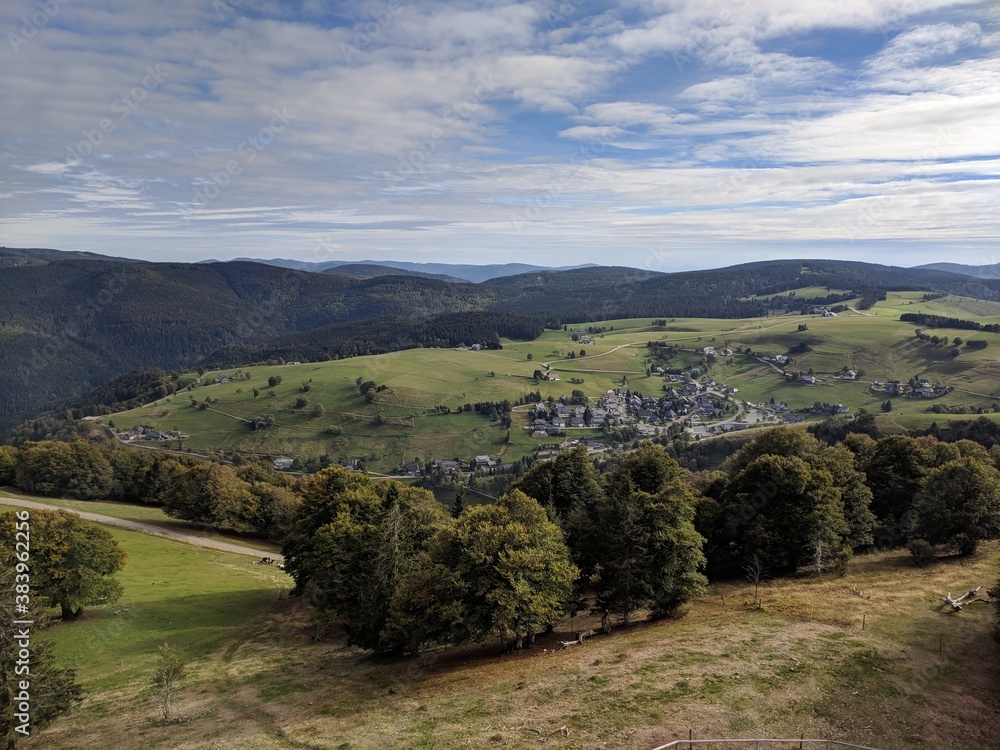 Fototapeta premium Top View from the Eugen Keidel Tower (Schauinsland-Turm) Freiburg im Breisgau, Germany