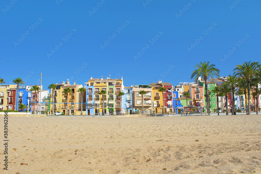 Casas de colores en Villajoyosa, España Casas de colores en Villajoyosa, España