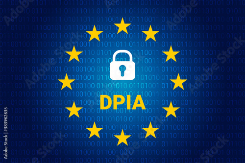DPIA - Data Protection Impact Assessment. Vector backgrpound