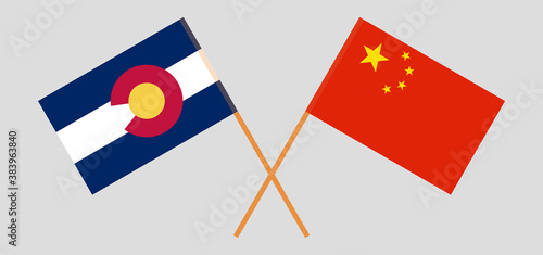 Crossed flags of The State of Colorado and China