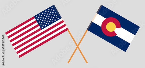 Crossed flags of the USA and The State of Colorado