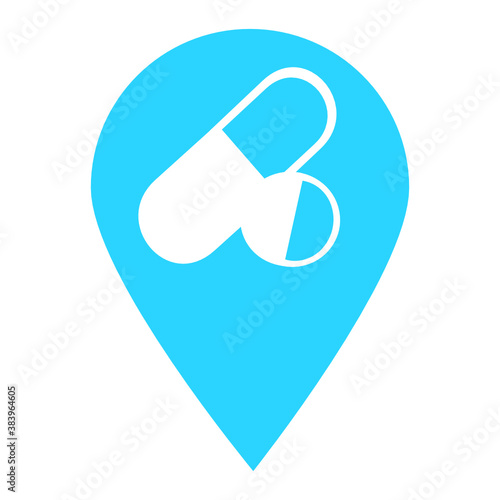 Medicine location map pin icon. Element of map point for mobile concept and web apps. Icon for website design and development, app development. Premium hospital, clinic, pharmacy icon sign