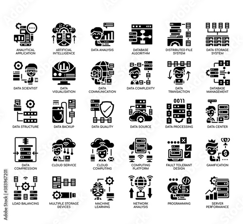 Set of Big data thin line and pixel perfect icons for any web and app project.