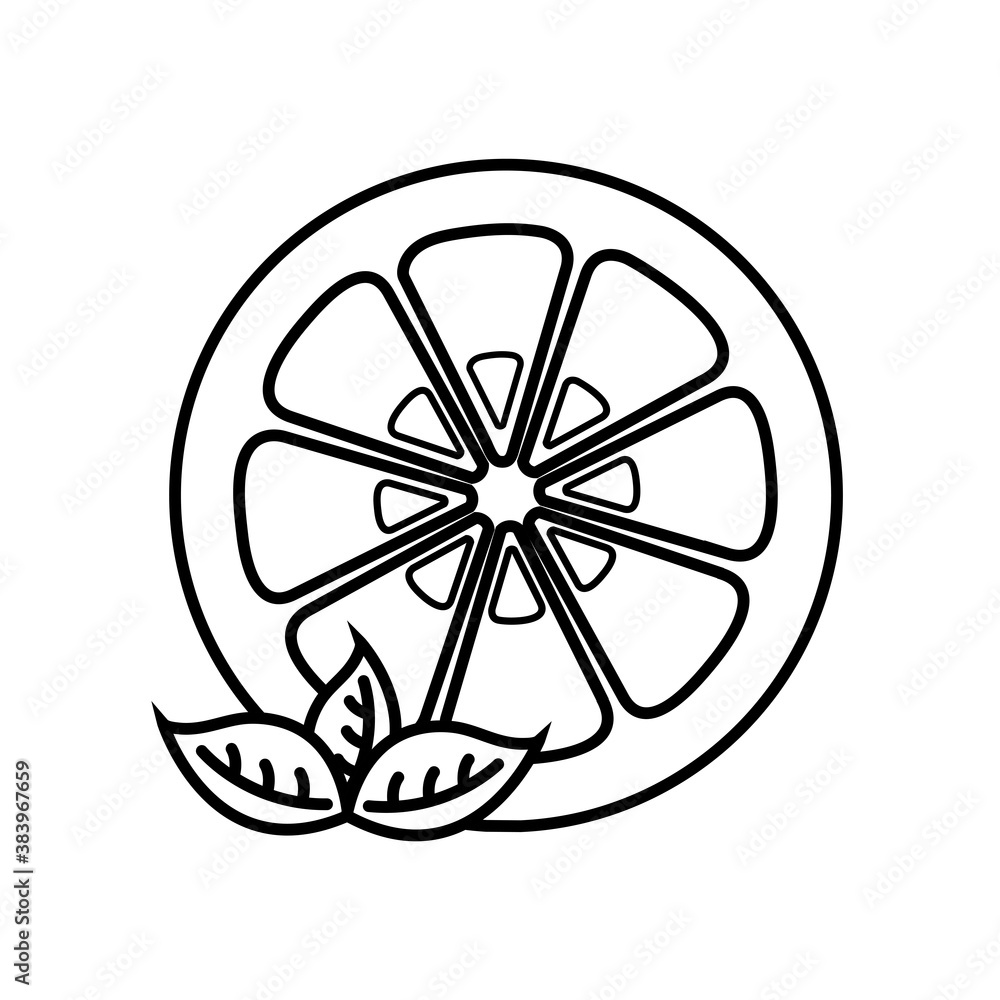 lemon with leaves fruit line style icon vector design lemon with leaves fruit line style icon vector design