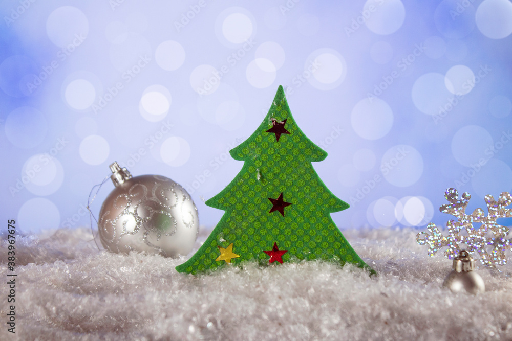 Flatley Christmas. Festive Christmas background. New Year's and Christmas. Christmas card background. Christmas tree. Ball