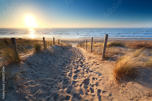 path to sand beach in North sea