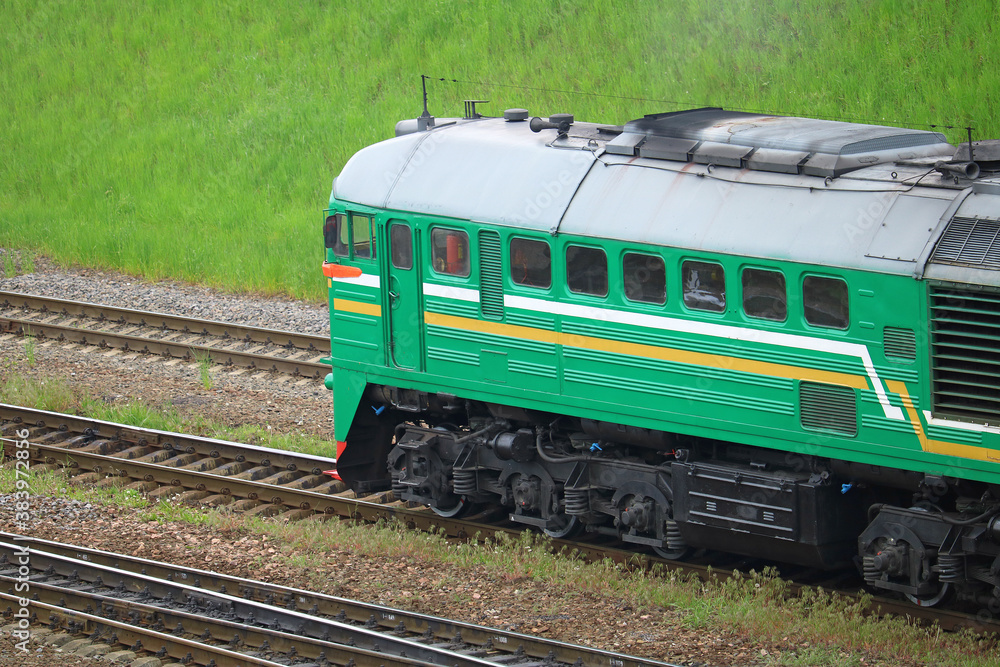 Naklejka premium locomotive waiting for a green signal