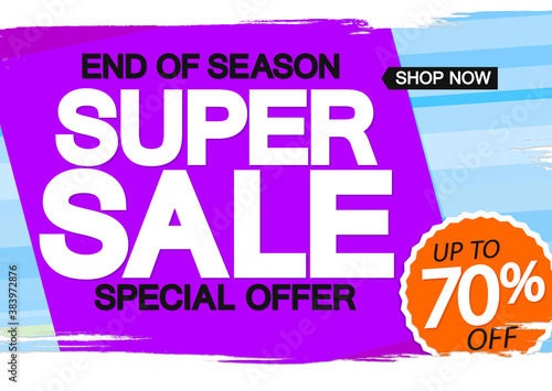 Super Sale 70% off, poster design template, special offer, vector illustration