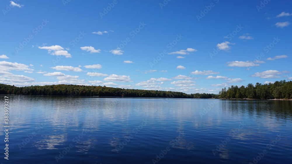 silent lake with blue sky