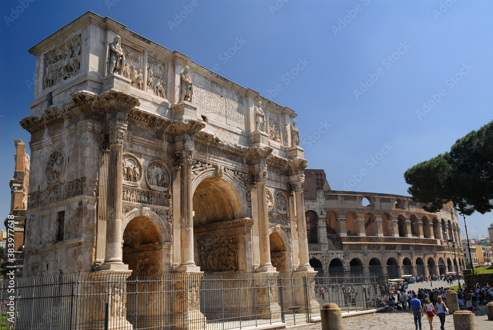 Arch of Constantine beside Colosseum in Rome