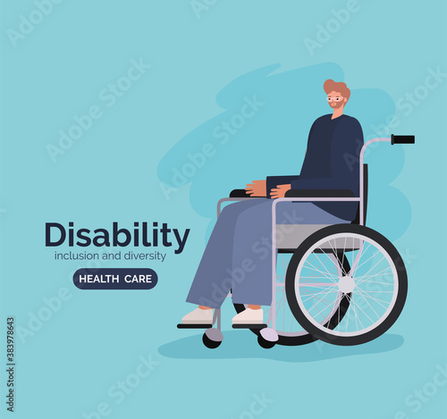 disability man cartoon on wheelchair vector design