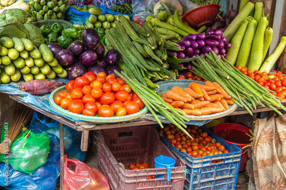 Vegetables for sale at a market in Nepal.