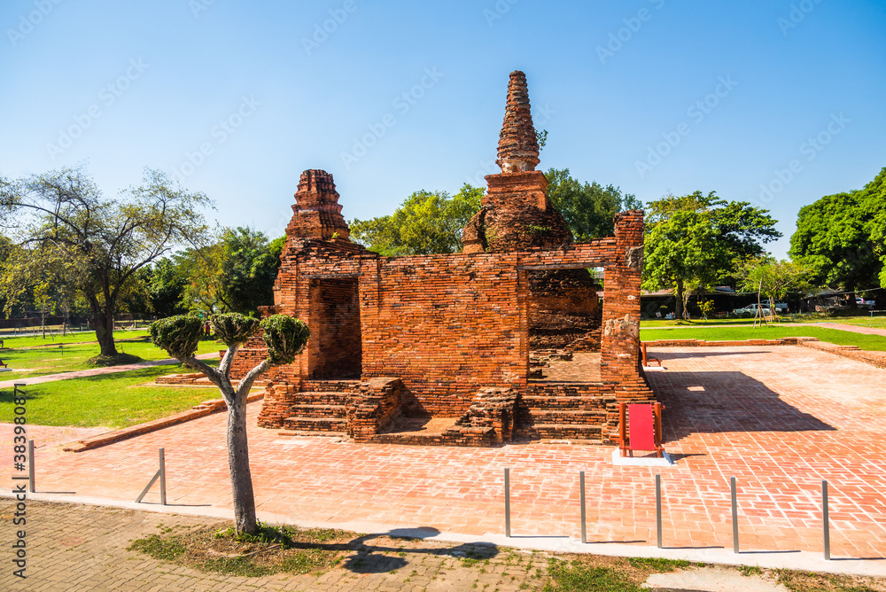 Ruin of Old Traditional House in Ayutthaya Province, Thailand on a Sunny Day