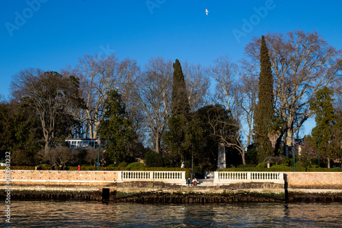 Looking across to the Giardini della Biennale from the Venetian lagoon