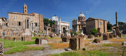 Panorama of the ruins of Basilica Julia in the Roman Forum photo
