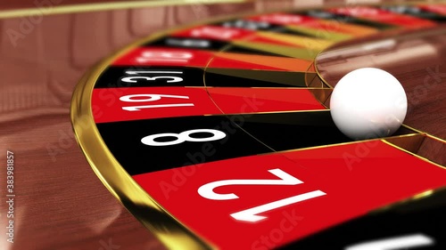 Casino Roulette wheel - Lucky number 8 black (eight black). 4k 3D realistic animation of a casino roulette wheel with the ball landing on lucky number 8 black