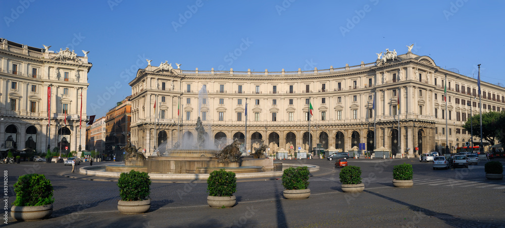 Panorama of Piazza della Republica with Fountain of the Naiads