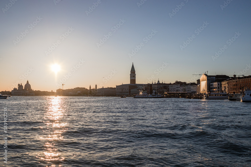 Looking across the Venetian lagoon to Church of San Giorgio Maggiore on the San Giorgio Maggiore island